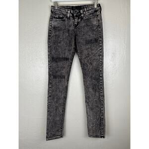 JOHN ESHAYA JET Acid Wash Lightning Bolt Jeans Black 4